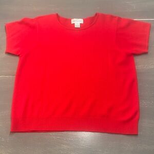 Bloomingdale’s Cashmere Vibrant Red Short Sleeve Top size 2X